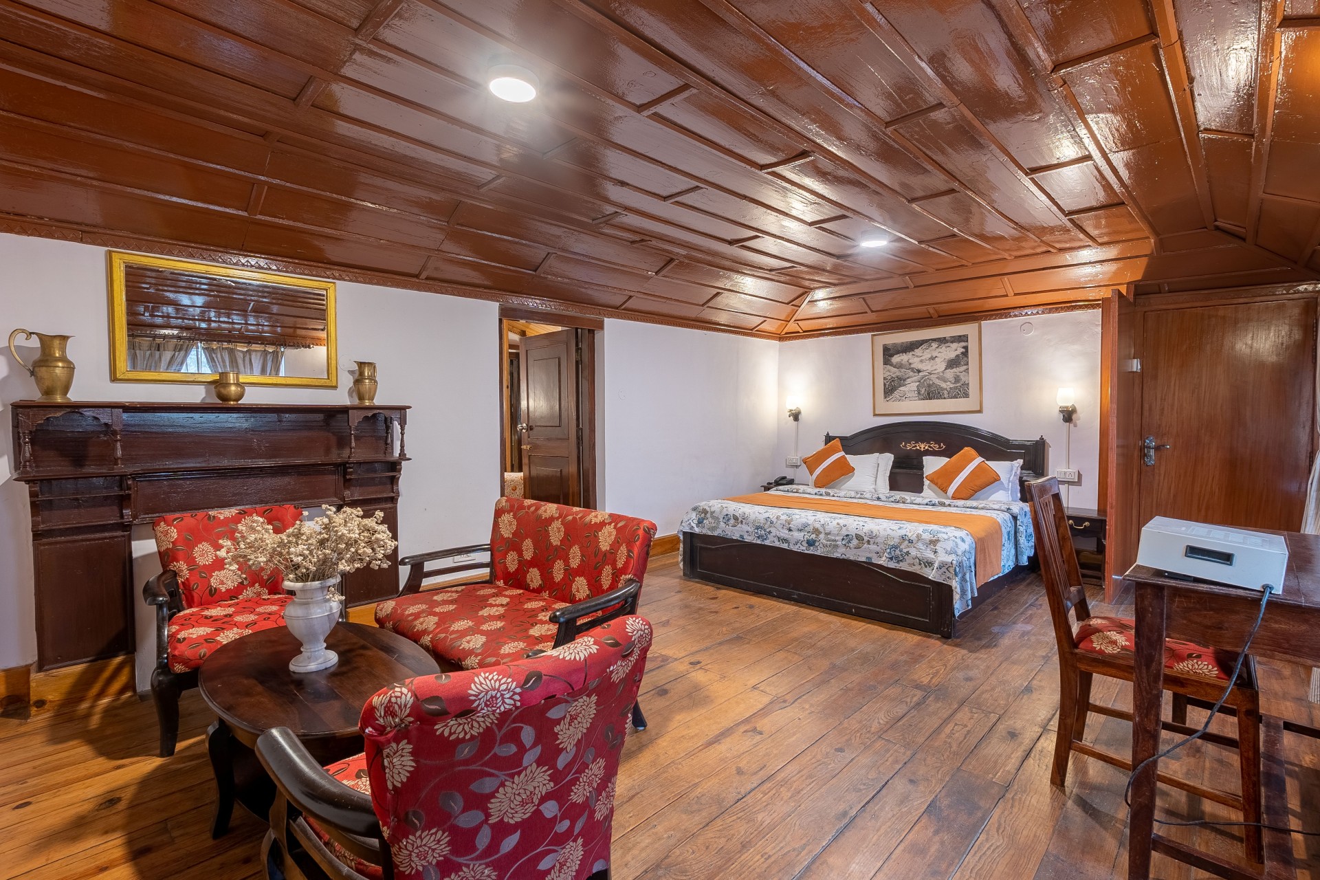Corbett Suite rustic heritage charm bedroom at The Hive Cottage Nainital