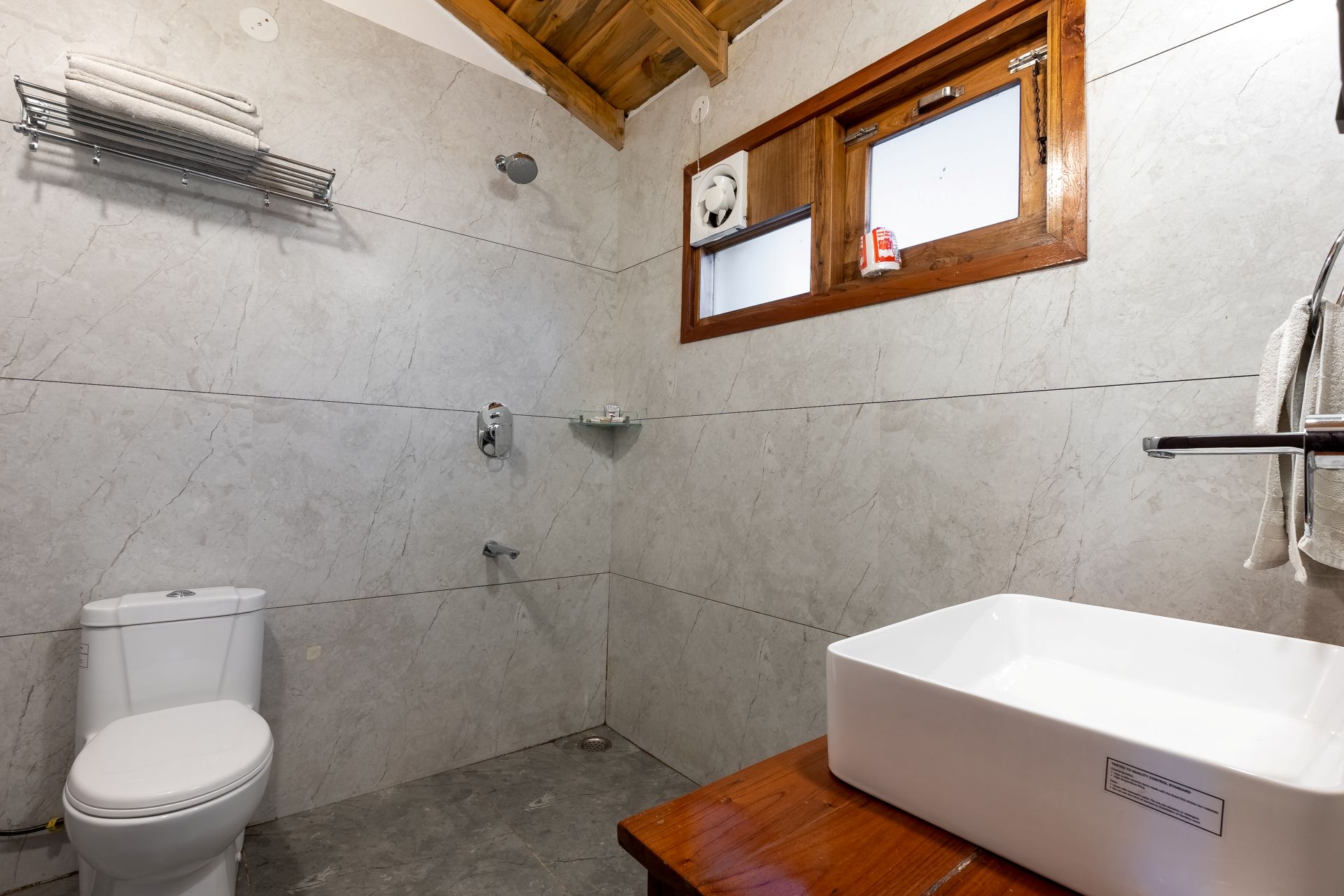 Magnolia C pristine bathroom at The Hive Cottage Nainital